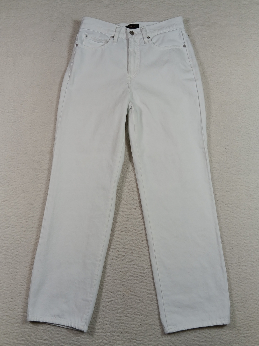 Quince Jeans Womens 26 Whiteout Bella Rigid Straight High Rise 100% Cotton